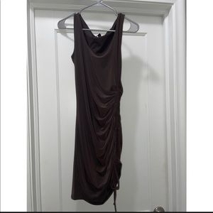 Express brown ruched bodycon dress